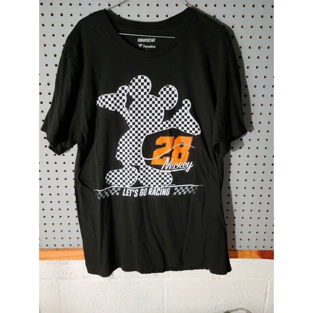 Disney nascar 28 Mickey checker shirt